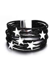 1 件时尚魅力五角星可堆叠手链多层女士缠绕手链适合女性男士、妈妈礼物圣诞节感恩节万圣节婚礼狂欢/舞会/派对/日常配饰周年纪念礼物情人节波西米亚风珠宝生日伴娘礼物 - 彩色 - 查看 2