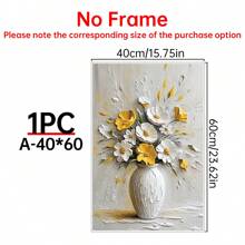 1pc Elegant White & Yellow Floral Canvas Art - 3D Embossed Flower Oil Painting, Framed Wall Decor For Living Room, Bedroom, Office, And More - Perfect Gift For Holidays,Wall Art,Poster Gifts Birthday Graduation