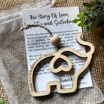 1 件友谊大象卡片，带有故事的木制大象圣诞装饰，姐妹情谊大象装饰，适合女性部落，送给最好的姐妹朋友的友谊礼物