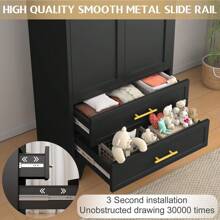 Steel Armoire Wardrobe Closet, 71" Metal Clothing Storage Cabinets With 2 Doors, 1 Adjustable Shelf And 2 Drawers, Metal Wardrobe Cabinet With Hanging Rod For Bedroom, Gym, Cloak Room (Black) - Kiểu Thanh Treo Đen - Xem 4