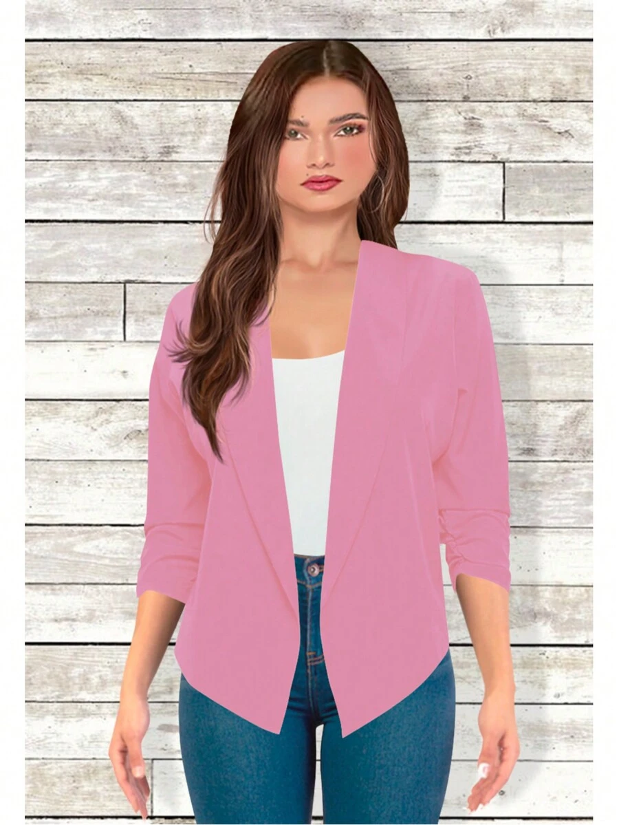 Blazer Casual Manga 3/4 Modelo Tejeda 2 Marca Epifania - Rosa Pálido - Ver 1