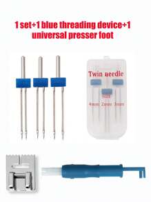 1 Set Of Dual Elastic Sewing Machine Needles, Sewing Machine Presser Foot And Dual Needles, Compatible With Brother And Janome Home Sewing Machines (Random Color) - Multicolor - View 6