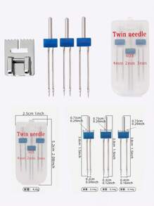 1 Set Of Dual Elastic Sewing Machine Needles, Sewing Machine Presser Foot And Dual Needles, Compatible With Brother And Janome Home Sewing Machines (Random Color) - Multicolor - View 7