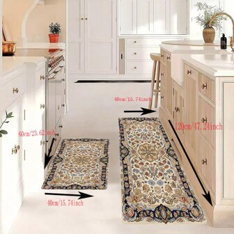1-2 pieza(s) Alfombra rectangular de poliéster con estampado bohemio en marrón, fácil de limpiar, duradera, antideslizante, a prueba de aceite, impermeable, de secado rápido, adecuada para cuarto de baño, cocina, lavadero, entrada, comedor, dormitorio, accesorios de baño, para el Día de San Valentín y todas las estaciones