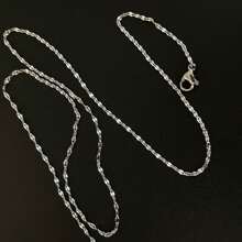 KYQ Cadena brillosa eslabón mediano 45 cm, acero inoxidable. - Plateado - Ver 2