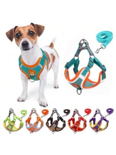 Coleira Peitoral Cachorro E Gato, Conjunto De Guia + Coleira Tipo Colete Para Pet Pequenos E Médios