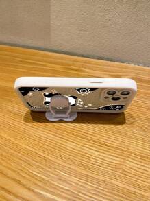 1pc Minimalist Panda Sunbathing Pattern Beige Thick Shockproof Lens Full Coverage Protective Phone Case, Fashionable Choice For Users, Compatible With Apple/Infinix/Vivo/Oppo - Beige - View 7