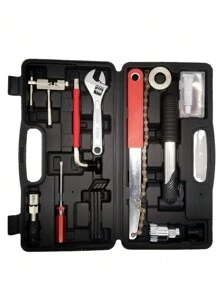 1 Set Of 12pcs Portable Bicycle Repair Tool Kit, Including Disassemble Wrench, Tire Lever For Mountain Bike Maintenance - Red - View 1