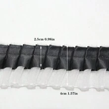 Double Layer Transparent Tulle Fabric With Pleated Ruffled Edges, Polyester Fabric Lace Trim For DIY Doll, Sewing And Craft Projects