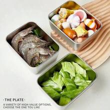 5pcs Stainless Steel Food Storage Containers - Leakproof, Freezer Friendly, Square Bento Boxes For School, Office, Picnic, Kitchen And Dining - Multifunctional Metal Lunch Box With Flip Lids - Silver - View 5