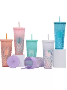 1 pièce Grand Tumbler Ananas Capacité Avec Paille, Tasse Plastique Créative Avec Strass, Tasse À Eau Portable Haute Qualité, Idéal Pour Les Fêtes D'été, Thème Fruit Tropical Fête De Plage
