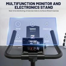 Bicicleta estática, bicicletas estacionarias para gimnasio en casa, bicicleta de entrenamiento con transmisión por correa, bicicleta de ciclismo indoor con pantalla digital y cojín de asiento cómodo, color negro