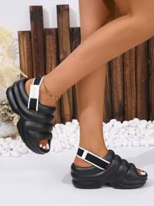 Recovery Sandals For Women Orthotic Plantar Fasciitis Sandals With Arch Support Unisex Thick Slides With Cushion - Black - View 4