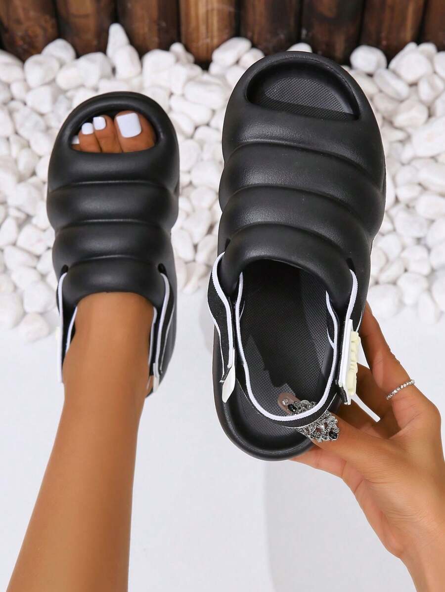 Recovery Sandals For Women Orthotic Plantar Fasciitis Sandals With Arch Support Unisex Thick Slides With Cushion - Black - View 1