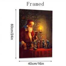 1 Canvas Poster Santa Claus And Scene Poster Canvas Printing Modern Art Autumn Decoration Wall Art 1 Pc Wooden Framed Canvas Painting Thickness Cm/0.9inch High Quality Wall Art Prints Poster Direct Hanging Wall Picture Decor For Home Gifts, Gift, Living Room, Bath Room, Bedroom, Kitchen