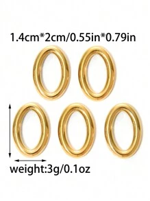 1pc Oval Shaped Electroplated Small Pendant, DIY Earrings Bracelet Necklace Charms Accessories - Gold - View 5