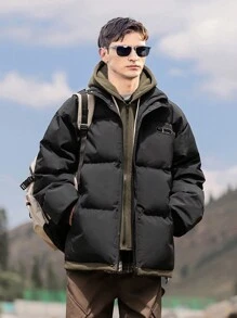 男友风格男士夹棉外套，户外休闲冬季连帽二合一宽松肩部设计