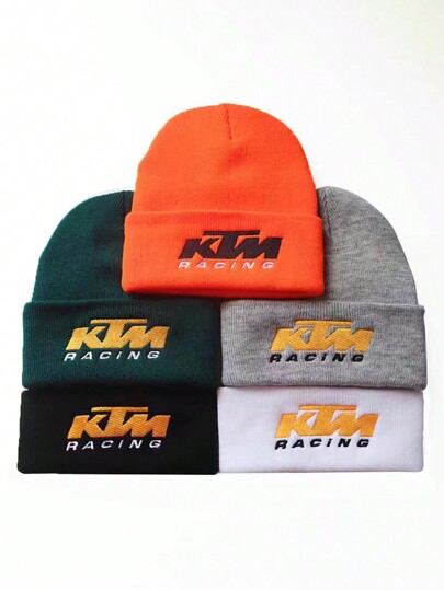 1/2 pezzi Cappellino da corsa Karting con ricamo KTM, Berretto lavorato a maglia stile hip hop, caldo, adatto per sci e neve, accessorio autunnale