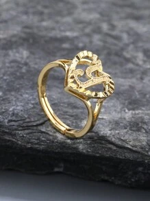 1 chiếc nhẫn sáng tạo cổ điển 26 chữ cái có thể điều chỉnh, phong cách châu Âu và Mỹ, phù hợp cho các cặp đôi - Vàng - Xem 34