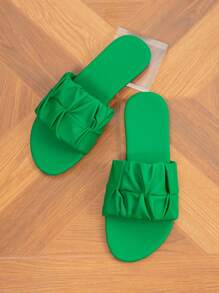 女士休闲皮革圆头平底凉鞋，优雅黑色夏季百搭时尚女士平底凉鞋