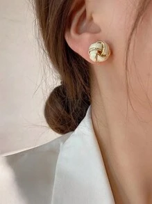 2 件 Maillard 耳环，米色和金色女士耳环，独特设计，复古法式风格，暖色优雅耳环 - 白色 - 查看 3