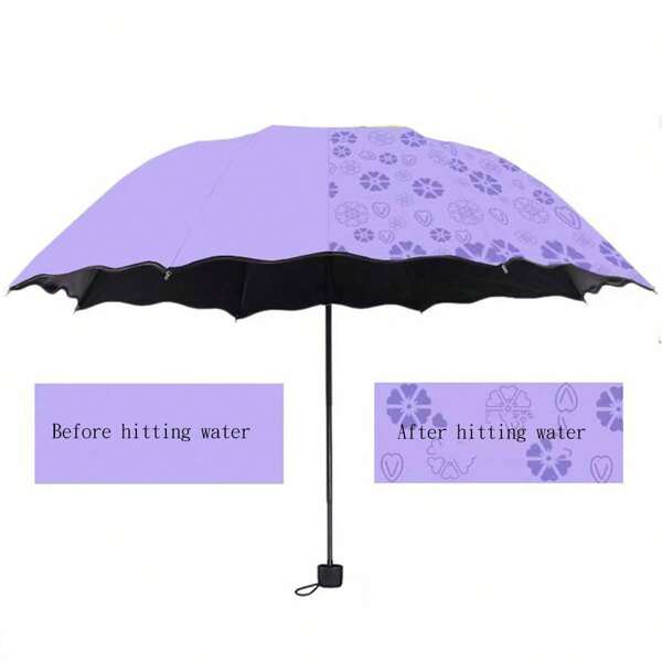 1pc Floral Color Changing Umbrella, Manual Dual Use Waterproof/Sunshade Umbrella, UV Protection Summer Cooling,Beach,Travel