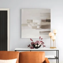 1pc Framed Canvas Poster, Neutral Abstract Wall Art Canvas Paintings, Ideal Gift For Bedroom Living Room Corridor, Wall Art, Wall Decor, Winter Decor, Room Decoration - Multicolor - View 5