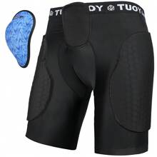 TUOY 1PC Men's Football Girdle Padded Compression Short With Crotch Protection - Black - View 1
