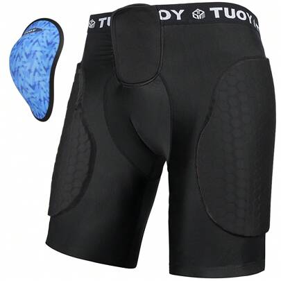 TUOY 1PC Men's Football Girdle Padded Compression Short With Crotch Protection