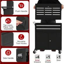 GOCAPTAIN 24" Tool Chest,Tool Storage Removable Tool Box Combo,Rolling Tool Chest With 8 Drawers & Detachable Top Tool Box,Tool Cabinet With Lockable Wheels And Liner,Toolbox For Garage And Workshop - Black - View 7