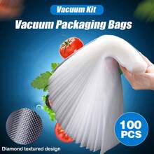 100 piezas Bolsas para selladora al vacío, reutilizables, bolsas para máquina de sellado al vacío, bolsas de embalaje al vacío, bolsas de sellado al vacío para conservación de alimentos, suministros de cocina para el hogar, para uso al aire libre, camping