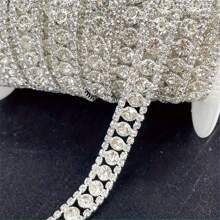 1pc Luxury Rhinestone Chain Trim, 0.39inch Wide Crystal Diamond Ribbon, Fancy Design, DIY Accessories For Dresses, Gift Boxes, Shoe Embellishment