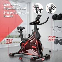 Exercise Bike, Stationary Bikes For Home Gym,Workout Bike With Belt Drive, Indoor Cycling Bike With Digital Display & Comfortable Seat Cushion C Black - 黑色 - 查看 3