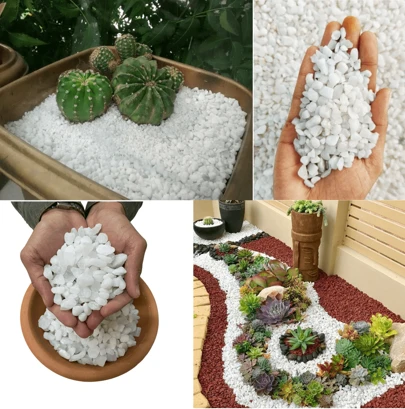 Pedra branca, jardinagem, vaso, decoração, pedrisco