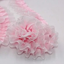 Double Layer Transparent Tulle Fabric With Pleated Ruffled Edges, Polyester Fabric Lace Trim For DIY Doll, Sewing And Craft Projects