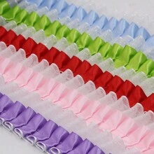 Double Layer Transparent Tulle Fabric With Pleated Ruffled Edges, Polyester Fabric Lace Trim For DIY Doll, Sewing And Craft Projects