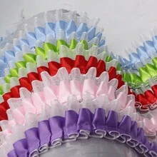 Double Layer Transparent Tulle Fabric With Pleated Ruffled Edges, Polyester Fabric Lace Trim For DIY Doll, Sewing And Craft Projects