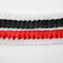 Double Layer Transparent Tulle Fabric With Pleated Ruffled Edges, Polyester Fabric Lace Trim For DIY Doll, Sewing And Craft Projects