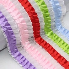 Double Layer Transparent Tulle Fabric With Pleated Ruffled Edges, Polyester Fabric Lace Trim For DIY Doll, Sewing And Craft Projects