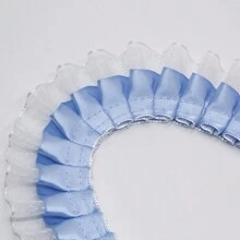 Double Layer Transparent Tulle Fabric With Pleated Ruffled Edges, Polyester Fabric Lace Trim For DIY Doll, Sewing And Craft Projects