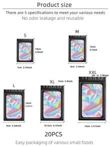 20 件闪亮激光邮寄袋，自封袋，用于彩色珠宝、礼品、糖果包装，黑色、粉色、紫色和白色，返校情人节
