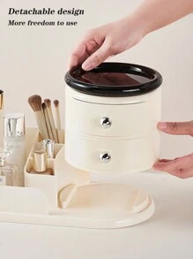 带抽屉的梳妆台收纳盒，珠宝和化妆品收纳盒，用于化妆刷、眼影、乳液、口红、指甲油，适用于梳妆台、浴室、卧室