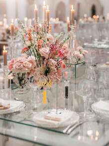 15 Sets Arch Acrylic Table Signs With Stands Clear Blank Acrylic Table Numbers For Wedding Reception Event Party Restaurant Centerpieces Decor Party Favors Room Decor Bride - 15 Sets - View 1