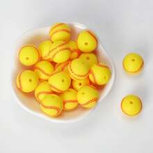10/40pcs Sports Ball Themed Silicone Round Beads, All Kinds Of Football, Baseball, Basketball, Baseball Pattern Silicone Loose Beads,Jewelry Making DIY Necklace Bracelet Keychain Pendant Bead Pen Handmade Accessories And Home Decoration Craft Supplies