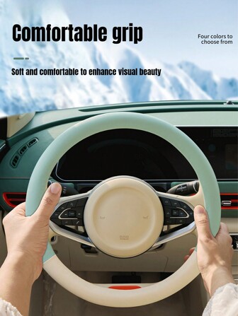 PU Leather Car Steering Wheel Cover Comfort Grab Feel And Wear Resistant All Seasons Universal Fit For 14.5"-15"