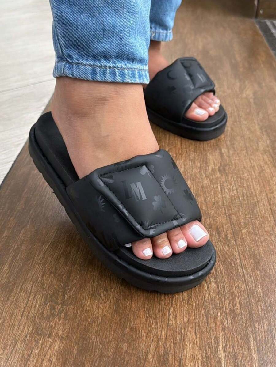 Women's Sandals With Adjustable Clasp - Black - View 1