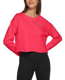DKNY Sport Womens Metallic Logo Cropped Sweatshirt - Pink - View 2