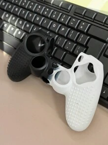 PS4 Black & White Splash Silicone Controller Grip, Anti-Sweat And Anti-Slip (Asymmetrical Black & White Dye Placement) - Black and White - View 3