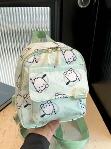 Sanrio Zaino stampato con personaggi dei cartoni animati Hello Kitty, Kuromi, Cinnamoroll, un pezzo, borsa da viaggio casual per donne