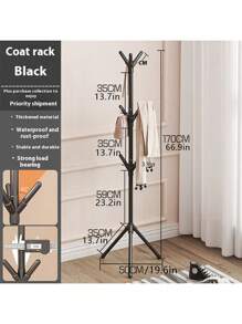 简易组装落地式衣帽架垂直衣帽架创意大堂挂衣架办公室铁艺衣帽架卧室春季简约夏季上衣 - 黑色 - 查看 5